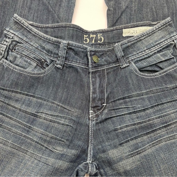 575 Jeans Womens 29 x 32 Wide Leg Flare Bottoms Denim Penny Button Dark Wash - Picture 5 of 14